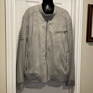 NWOT - Mens River Island Textured Silver Grey Zippered Bomber Jacket - Sz XL*